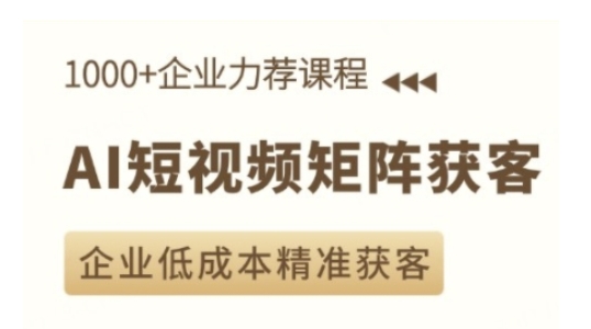 AI短视频矩阵获客实操课，企业低成本精准获客-非凡网-资源网-最新项目分享平台