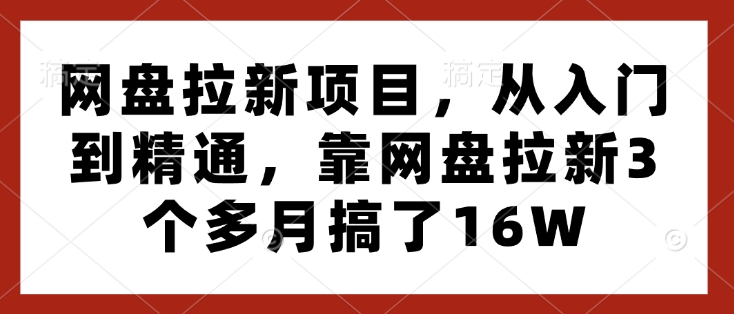 网盘拉新项目，从入门到精通，靠网盘拉新3个多月搞了16W-非凡网-资源网-最新项目分享平台