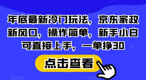 年底最新冷门玩法，京东家政新风口，操作简单，新手小白可直接上手，一单挣30【揭秘】-非凡网-资源网-最新项目分享平台