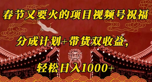 春节又要火的项目视频号祝福，分成计划+带货双收益，轻松日入几张【揭秘】-非凡网-资源网-最新项目分享平台