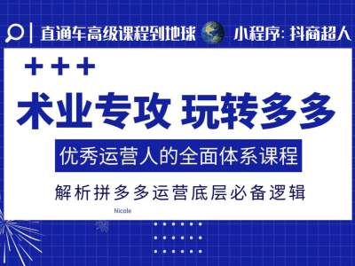 术业专攻玩转多多，优秀运营人的全面体系课程，解析拼多多运营底层必备逻辑-非凡网-资源网-最新项目分享平台