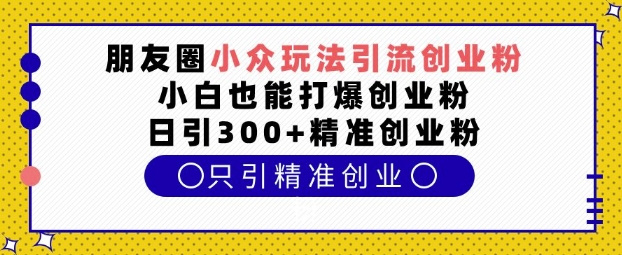 朋友圈小众玩法引流创业粉，小白也能打爆创业粉，日引300+精准创业粉【揭秘】-非凡网-资源网-最新项目分享平台