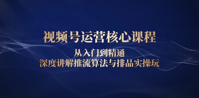 视频号运营核心课程，从入门到精通，深度讲解推流算法与排品实操玩-非凡网-资源网-最新项目分享平台