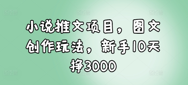 小说推文项目，图文创作玩法，新手10天挣3000-非凡网-资源网-最新项目分享平台