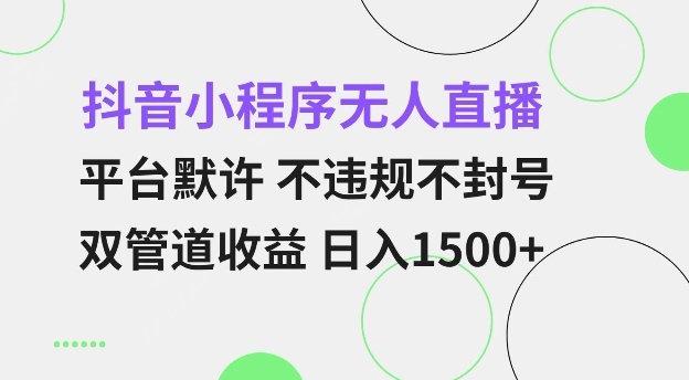 抖音小程序无人直播 平台默许 不违规不封号 双管道收益 日入多张 小白也能轻松操作【仅揭秘】-非凡网-资源网-最新项目分享平台