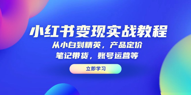 小红书变现实战教程：从小白到精英，产品定价，笔记带货，账号运营等-非凡网-资源网-最新项目分享平台