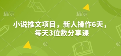 小说推文项目，新人操作6天，每天3位数分享课-非凡网-资源网-最新项目分享平台