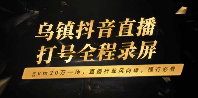 乌镇抖音直播打号全程录屏，gvm20万一场，直播行业风向标，懂行必看-非凡网-资源网-最新项目分享平台