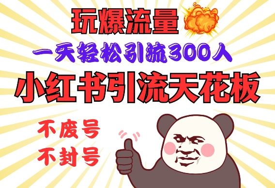 小红书引流天花板，玩爆流量，一天轻松引流300人，安全操作-非凡网-资源网-最新项目分享平台