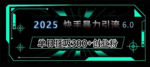 2025年快手6.0保姆级教程震撼来袭，单日狂吸300+精准创业粉-非凡网-资源网-最新项目分享平台