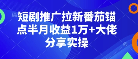 短剧推广拉新番茄锚点半月收益1万+大佬分享实操-非凡网-资源网-最新项目分享平台