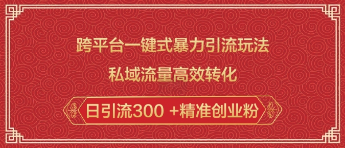 跨平台一键式暴力引流玩法，私域流量高效转化日引流300 +精准创业粉-非凡网-资源网-最新项目分享平台