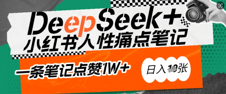 AI赋能小红书爆款秘籍：用DeepSeek轻松抓人性痛点，小白也能写出点赞破万的吸金笔记，日入多张-非凡网-资源网-最新项目分享平台