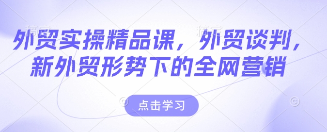 外贸实操精品课，外贸谈判，新外贸形势下的全网营销-非凡网-资源网-最新项目分享平台