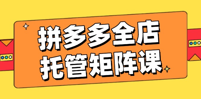 拼多多全店托管矩阵课，盈利动销玩法，高效计划设置，提升店铺效益-非凡网-资源网-最新项目分享平台