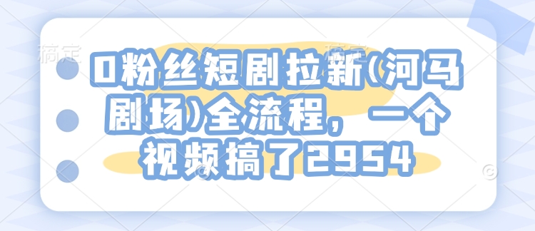 0粉丝短剧拉新(河马剧场)全流程，一个视频搞了2954-非凡网-资源网-最新项目分享平台