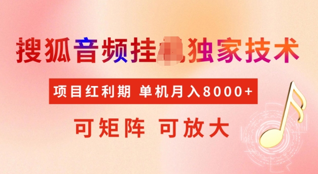 首发搜狐音频挂JI，项目红利期，可矩阵可放大，稳定月入5k【揭秘】-非凡网-资源网-最新项目分享平台