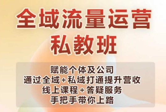 全域流量运营操盘课，赋能个体及公司通过全域+私域打通提升营收-非凡网-资源网-最新项目分享平台