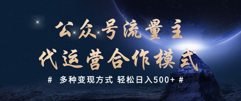 公众号流量主代运营  多种变现方式 轻松日入5张【揭秘】-非凡网-资源网-最新项目分享平台