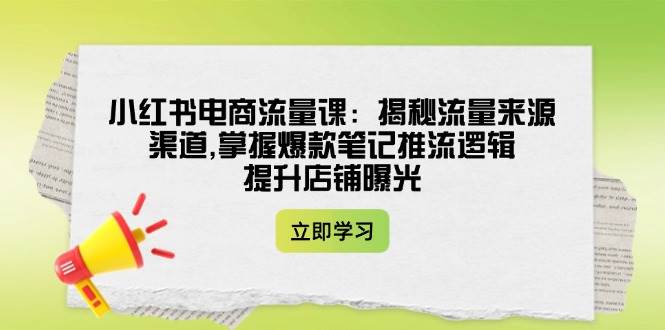 小红书电商流量课：揭秘流量来源渠道,掌握爆款笔记推流逻辑,提升店铺曝光-非凡网-资源网-最新项目分享平台