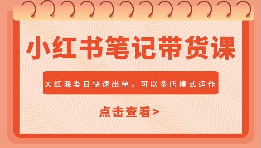 小红书笔记带货课，大红海类目快速出单，市场大，可以多店模式运作-非凡网-资源网-最新项目分享平台