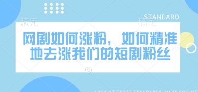 网剧如何涨粉，如何精准地去涨我们的短剧粉丝-非凡网-资源网-最新项目分享平台