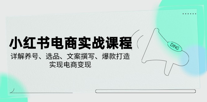 小红书电商实战课程，详解养号、选品、文案撰写、爆款打造，实现电商变现-非凡网-资源网-最新项目分享平台