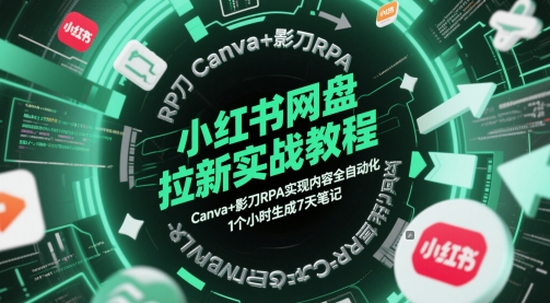 小红书网盘拉新实战教程，Canva+影刀RPA实现内容全自动化，1个小时生成7天笔记-非凡网-资源网-最新项目分享平台