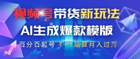 视频号带货新玩法，AI生成，百分百原创爆款模版，百分百起号，高佣商品T+1结算月入过W【揭秘】-非凡网-资源网-最新项目分享平台