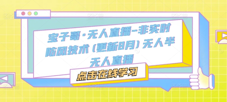 宝子哥·无人直播-非实时防风技术(更新25年5月)无人半无人直播-非凡网-资源网-最新项目分享平台
