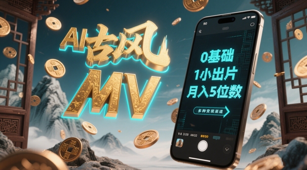 AI一键生成古风音乐MV，0剪辑基础1小时出片，多种变现渠道，一部手机月入5位数-非凡网-资源网-最新项目分享平台