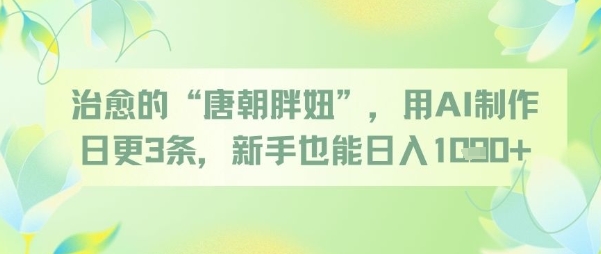 治愈的“唐朝胖妞”，用AI制作日更3条，新手也能日入多张-非凡网-资源网-最新项目分享平台