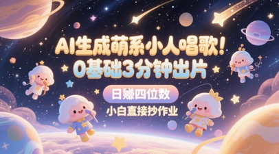 AI生成萌系小人唱歌，0基础3分钟出片，28个作品涨粉8.9W，单条最高19W赞，日入四位数，小白直接抄作业-非凡网-资源网-最新项目分享平台