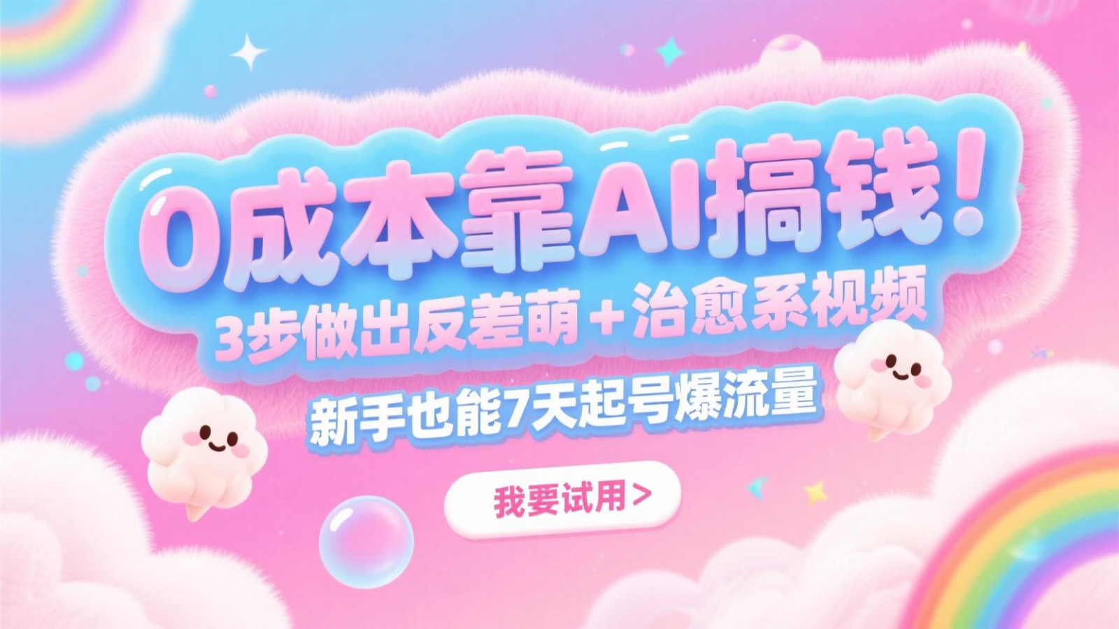 0成本靠AI搞钱！3步做出反差萌+治愈系视频，新手也能7天起号爆流量，月入5位数-非凡网-资源网-最新项目分享平台