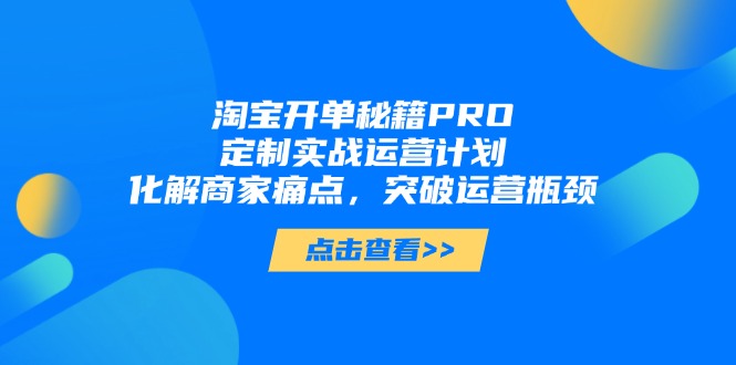 淘宝开单秘籍PRO，定制实战运营计划，化解商家痛点，突破运营瓶颈-非凡网-资源网-最新项目分享平台