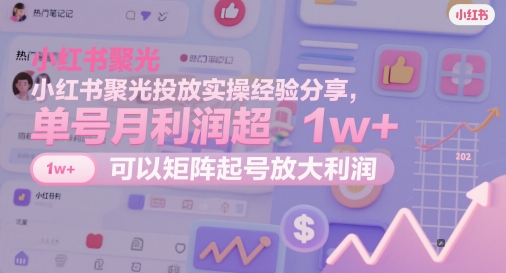 小红书聚光投放实操经验分享，单号月利润超1w+，可以矩阵起号放大利润-非凡网-资源网-最新项目分享平台