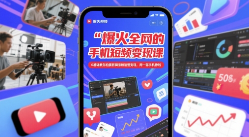 爆火全网的手机短视频变现课，0基础教你拍摄剪辑涨粉运营变现，用一部手机挣钱-非凡网-资源网-最新项目分享平台