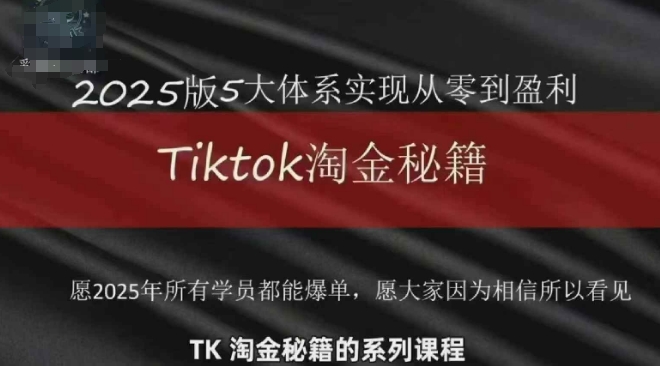 TikTok跨境2025淘金秘籍，​2025TikTok从0到盈利变现-非凡网-资源网-最新项目分享平台