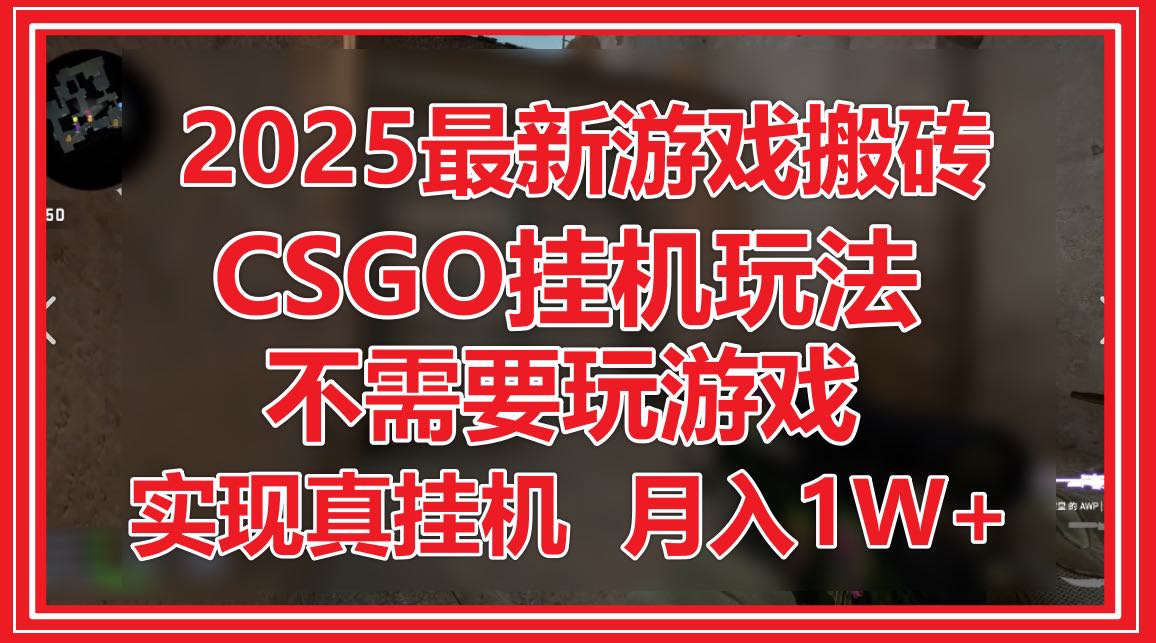 2025最新游戏搬砖，CSGO挂机，不需要玩游戏，实现真挂机，月入1W+-非凡网-资源网-最新项目分享平台