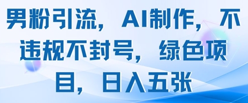男粉引流，AI制作，不违规不封号，绿色项目，日入五张-非凡网-资源网-最新项目分享平台
