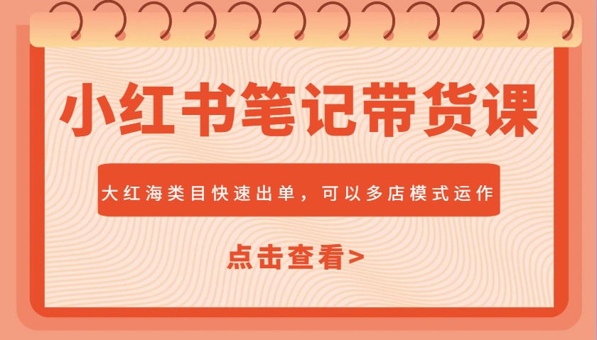 小红书笔记带货课，大红海类目快速出单，市场大，可以多店模式运作(更新)-非凡网-资源网-最新项目分享平台