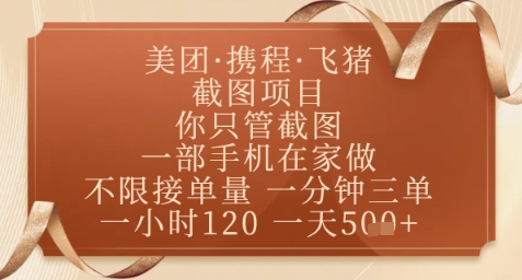 飞猪美团截图项目，你只管截图，一部手机在家做，正规平台无套路，一天5张+【揭秘】-非凡网-资源网-最新项目分享平台