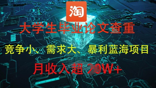 大学生毕业论文查重，暴利蓝海项目，月收入过1W+-非凡网-资源网-最新项目分享平台