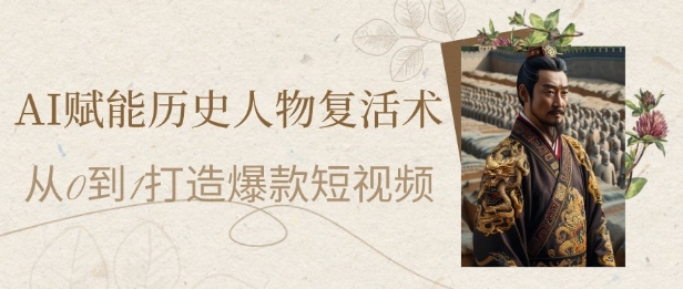 AI赋能历史人物复活术：从0到1打造爆款短视频，7天涨粉10W，小白也能月入过1W-非凡网-资源网-最新项目分享平台