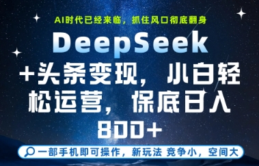 DeepSeek+头条变现，保姆级教学，小白轻松上手，日入8张+【揭秘】-非凡网-资源网-最新项目分享平台