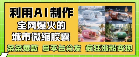 利用AI制作全网爆火的城市微缩胶囊，条条爆款， 多平台分发，疯狂涨粉变现-非凡网-资源网-最新项目分享平台