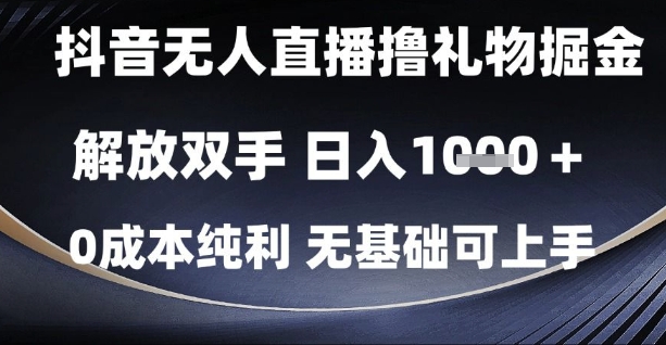 抖音无人直播撸礼物掘金，解放双手，日入1k，0成本纯利，无基础可上手【揭秘】-非凡网-资源网-最新项目分享平台
