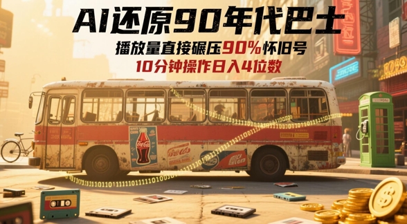 AI还原90年代巴士，一帧就让70后泪崩，播放量直接碾压90%怀旧号，每天操作十分钟，日入四位数-非凡网-资源网-最新项目分享平台
