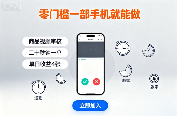 零门槛一部手机就能做，商品视频审核，通勤躺家碎片时间都能做，二十秒钟一单，单日收益4张【揭秘】-非凡网-资源网-最新项目分享网站