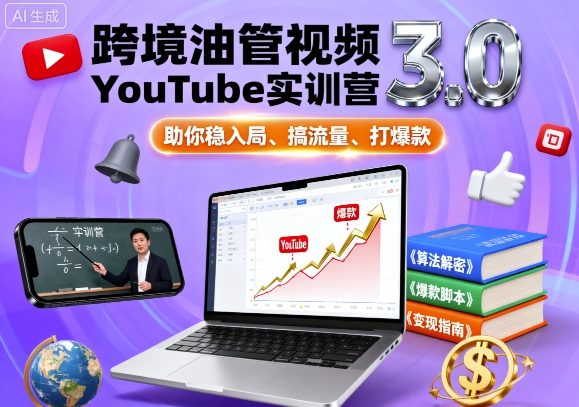 跨境油管视频YouTube实训营3.0，助你稳入局、搞流量、打爆款-非凡网-资源网-最新项目分享网站
